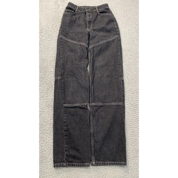 Ksubi Denim - Ksubi Jeans Womens 24 Black Charcoal High Rise Wide Leg 100% Cotton Denim Turkey